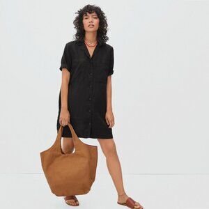 Everlane The Linen Workwear Dress Black Base - Size S